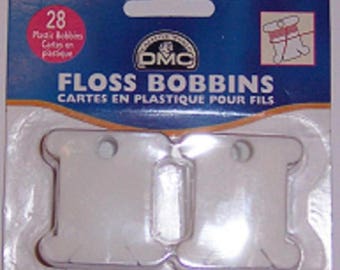 DMC 28 PLASTIC Floss/Thread Bobbins -28 per pack, thread holder, floss holder, cross stitch tool, bobbins, thread bobbins, embroidery bobbin