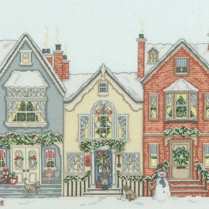 Snowy Street Counted cross stitch Kit by Bothy Threads, christmas house, Sally Swannell, snowy houses