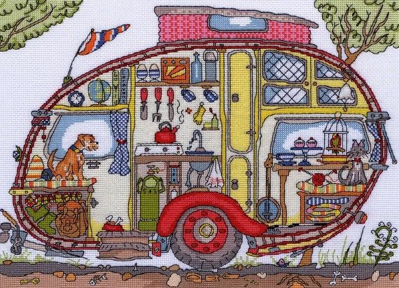 Bookmark Vintage Caravan Cross Stitch Bookmark Vintage Caravan Cross Stitch