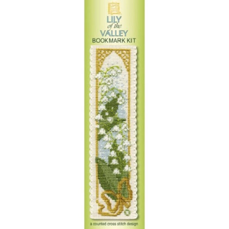 bookmark kit textile heritage kit Textile Heritage Lily of the Valley Bookmark Cross Stitch Kit Counted cross stitch kit