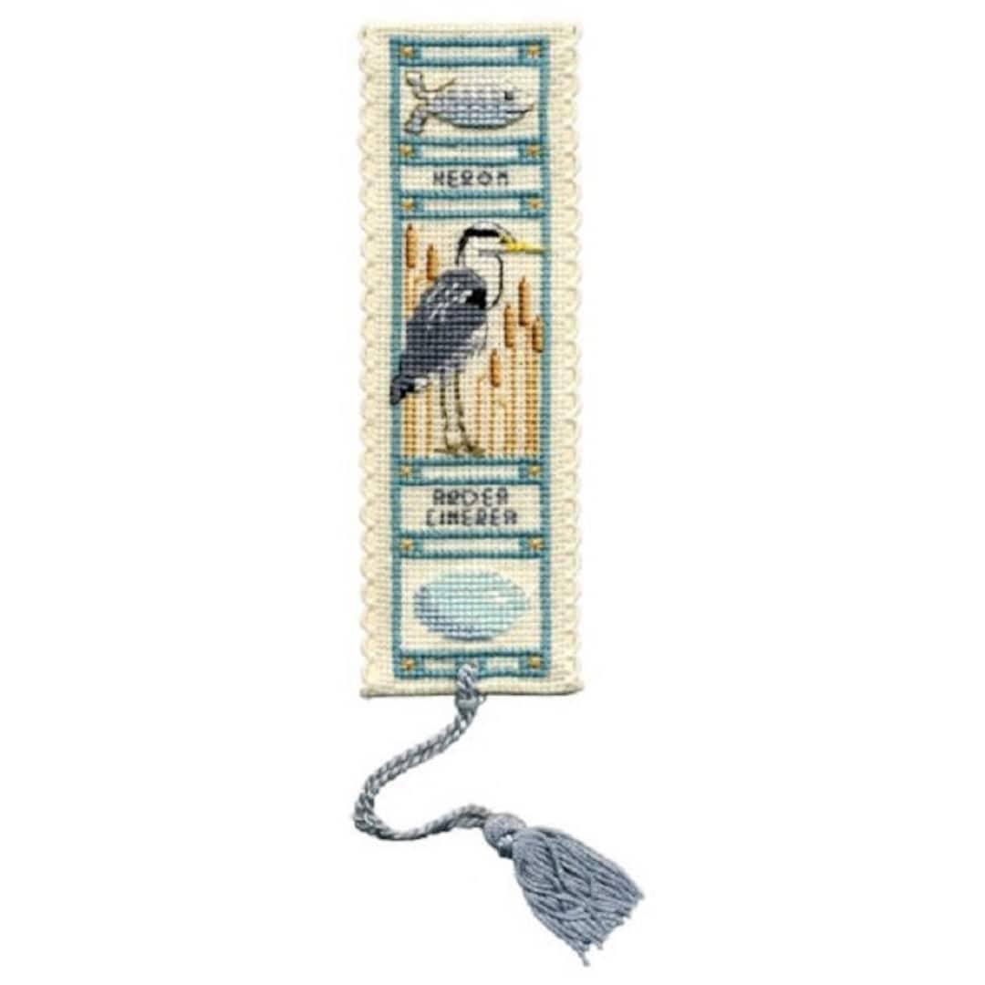 Heron Cross Stitch Bookmark Kit Bird Counted Cross Stitch Kit Etsy