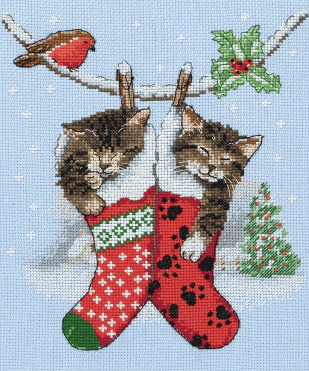The New Berlin Co. (Kits for Kids) Cat In Stocking Cross Stitch