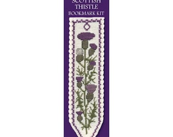 Textile Heritage Scottish Thistle Bookmark Counted Cross Stitch Kit ,Flower Needlework Kit, thistle kit, flower design