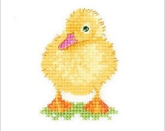 Duckling Cross Stitch Kit from Heritage Craft Little Friends on 14ct Aida, duckling cross stitch kit, bird kit , mini animal embroidery