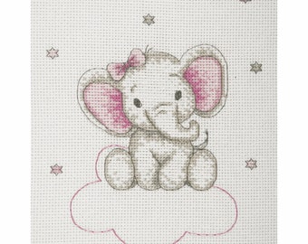 Anchor New Baby Girl Elephant  Counted Cross Stitch Kit - AK 33 , new baby , girl , pink elephant