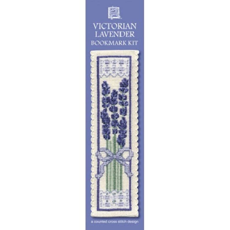 Victorian Lavender Bookmark Counted Cross Stitch Kit from Textile Heritage, Flower floral Needlework Kit, cross stitch bookmark, lavender image 4