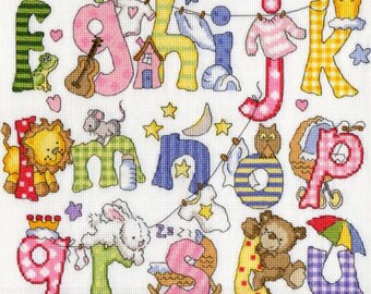 My First Alphabet  Counted cross stitch Kit from Bothy Threads  , children alphabet sampler, colourful kit , needlework kit