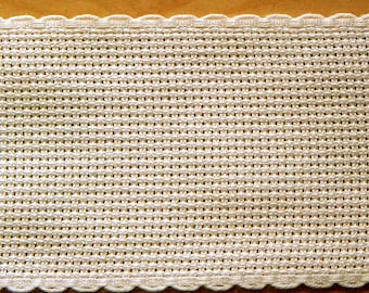 Aida Band 2" wide ,14 count  Cream with a Cream  Edge from Zweigart 1 metre, aida for cross stitch, 14 count cross stitch fabric, aida band