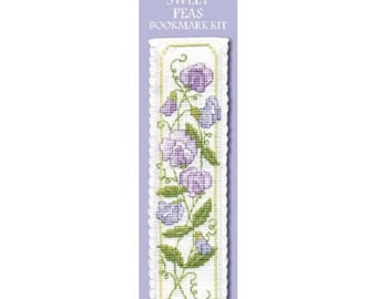 Sweet Peas Bookmark Counted Cross Stitch Kit from Textile Heritage