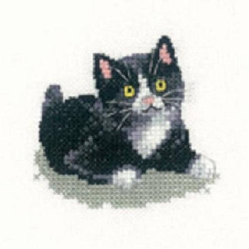 Black and White Kitten Cross Stitch Kit from Heritage Craft Little Friends