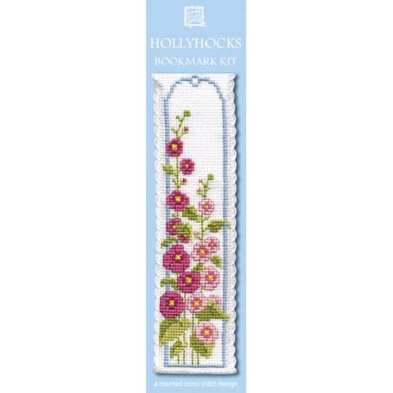 Textile Heritage Hollyhocks Bookmark - Cross Stitch Kit