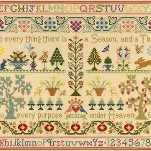 Moira Blackburn Season and Time Sampler ,Bothy Threads Counted cross stitch Kit , antique style sampler, alphabet