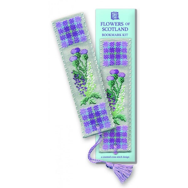 Flowers of Scotland Bookmark Counted Cross Stitch Kit from Textile Heritage, Flower Needlework Kit, cross stitch bookmark, scottish flower