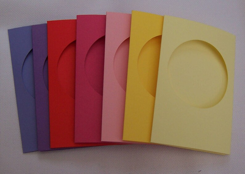 Five Round Aperture Cards 6 x 4 inches Assorted greeting Etsy