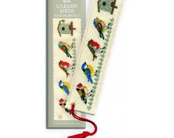 Garden Birds Bookmark Counted Cross Stitch Kit from Textile Heritage, bluetit, robin , finch bookmark, animal kit