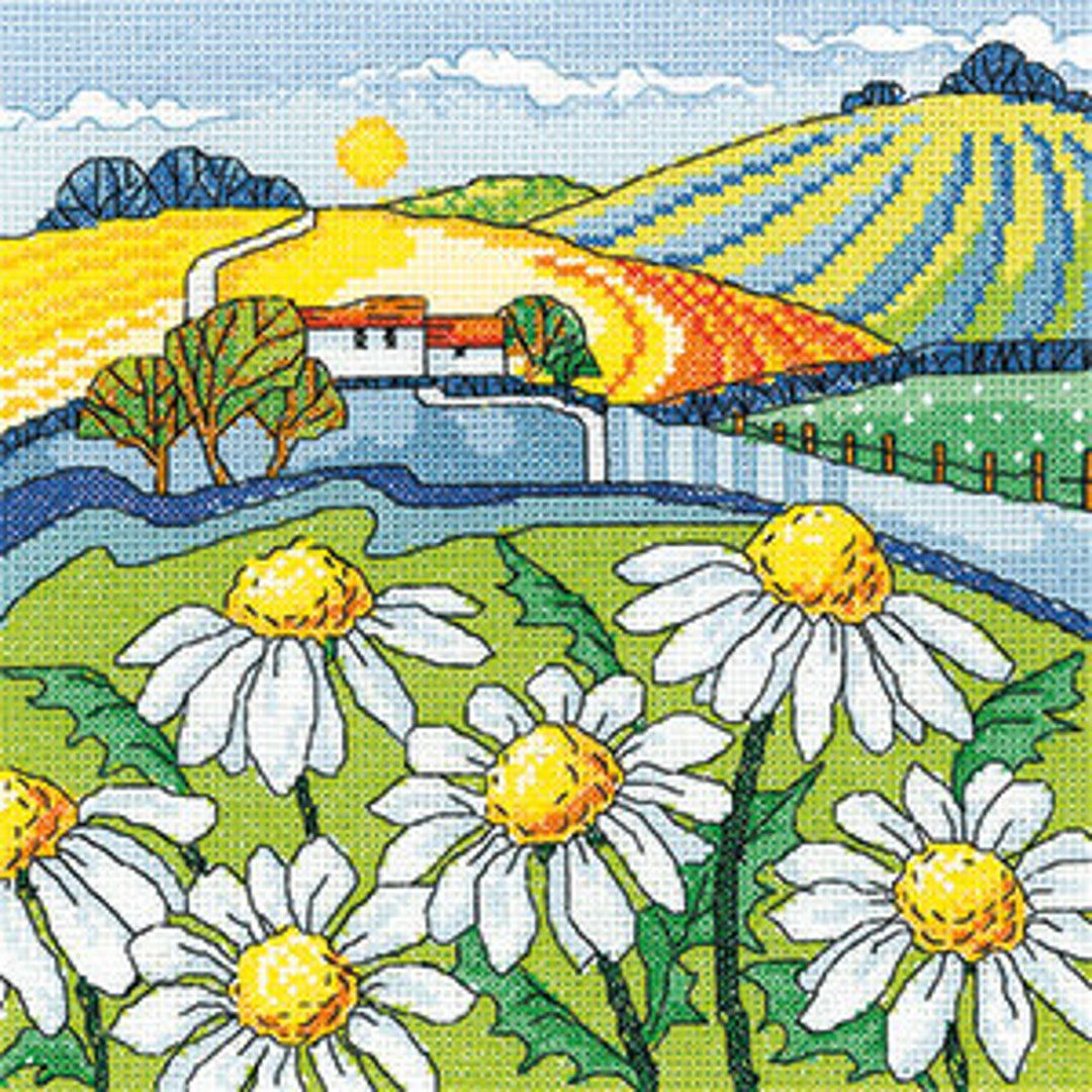 Daisy Landscape Heritage Crafts Karen Carter Collection Cross Stitch ...