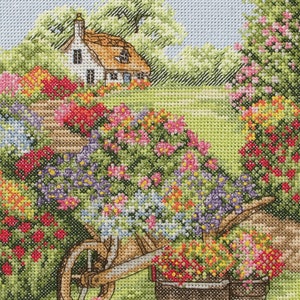 Floral Wheelbarrow Anchor Cross Stitch Kit PCE749 , Garden Flowers ...