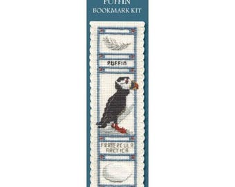 PUFFIN Bookmark Cross Stitch Kit from Textile Heritage, bird cross stitch,