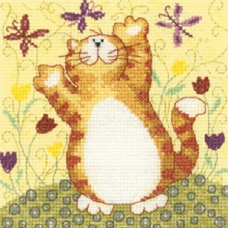 cats rule range Catz /& Co Cross Stitch Kit cross stitch Heritage Crafts Butterfly needleworkit Flutterbys counted cross stitch kit