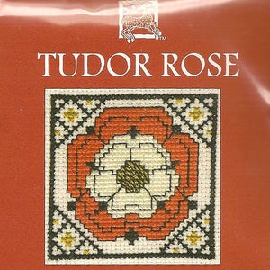 Tudor Rose Cross Stitch Card Kit from Textile Heritage, Cross Stitch Needlework Kit , counted cross stitch, card kit