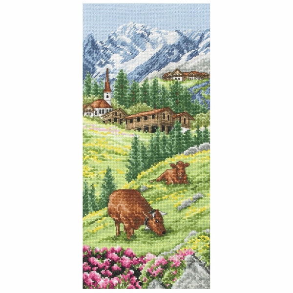 Anchor Swiss Alpine Landscape Cross Stitch Kit - PCE0811, swiss mountains ,swiss scenery