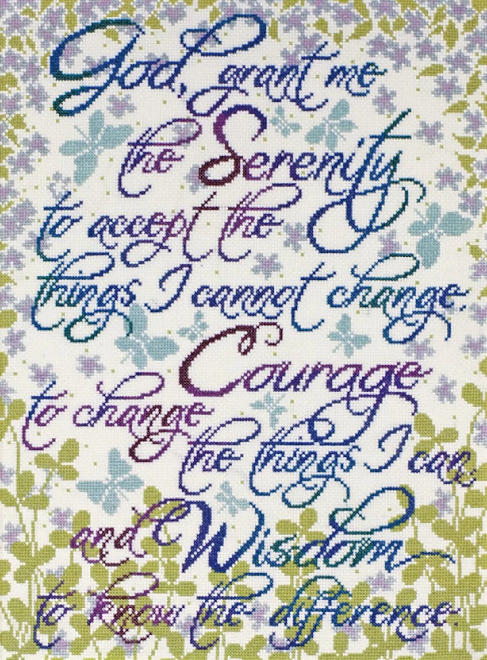 Serenity Prayer Floral Cross Stitch Kit From Design Works Etsy