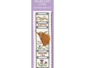 Highland Cow Bookmark Counted Cross Stitch Kit from Textile Heritage, cow Needlework Kit, cross stitch bookmark, scottish cow, highland