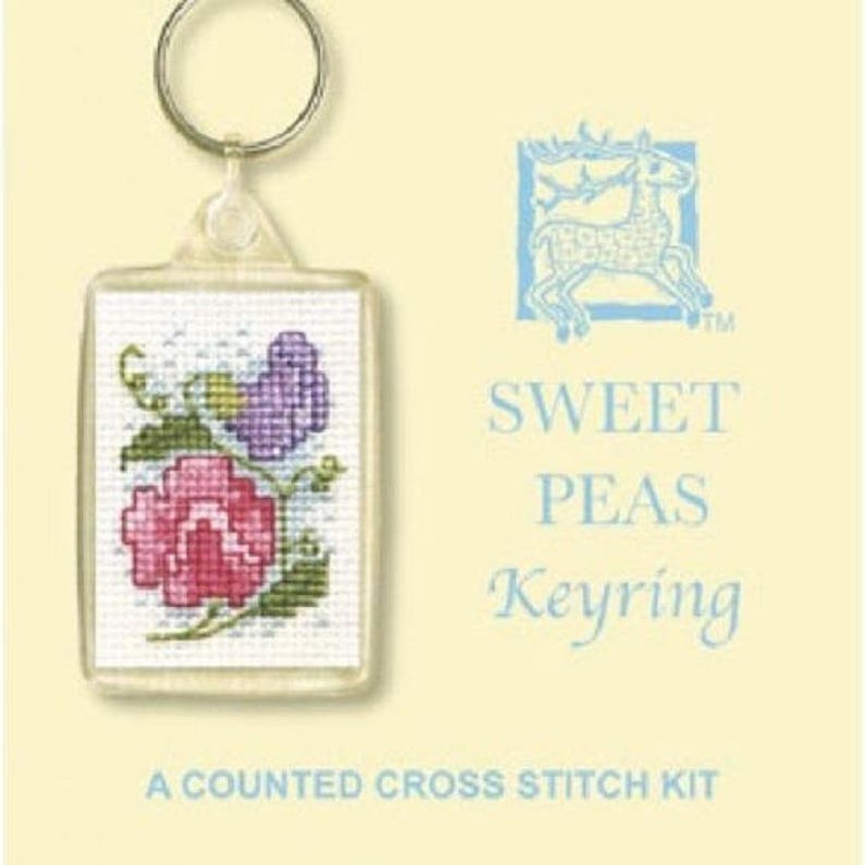 Sweet Peas Keyring Counted Cross Stitch Kit From Textile Etsy