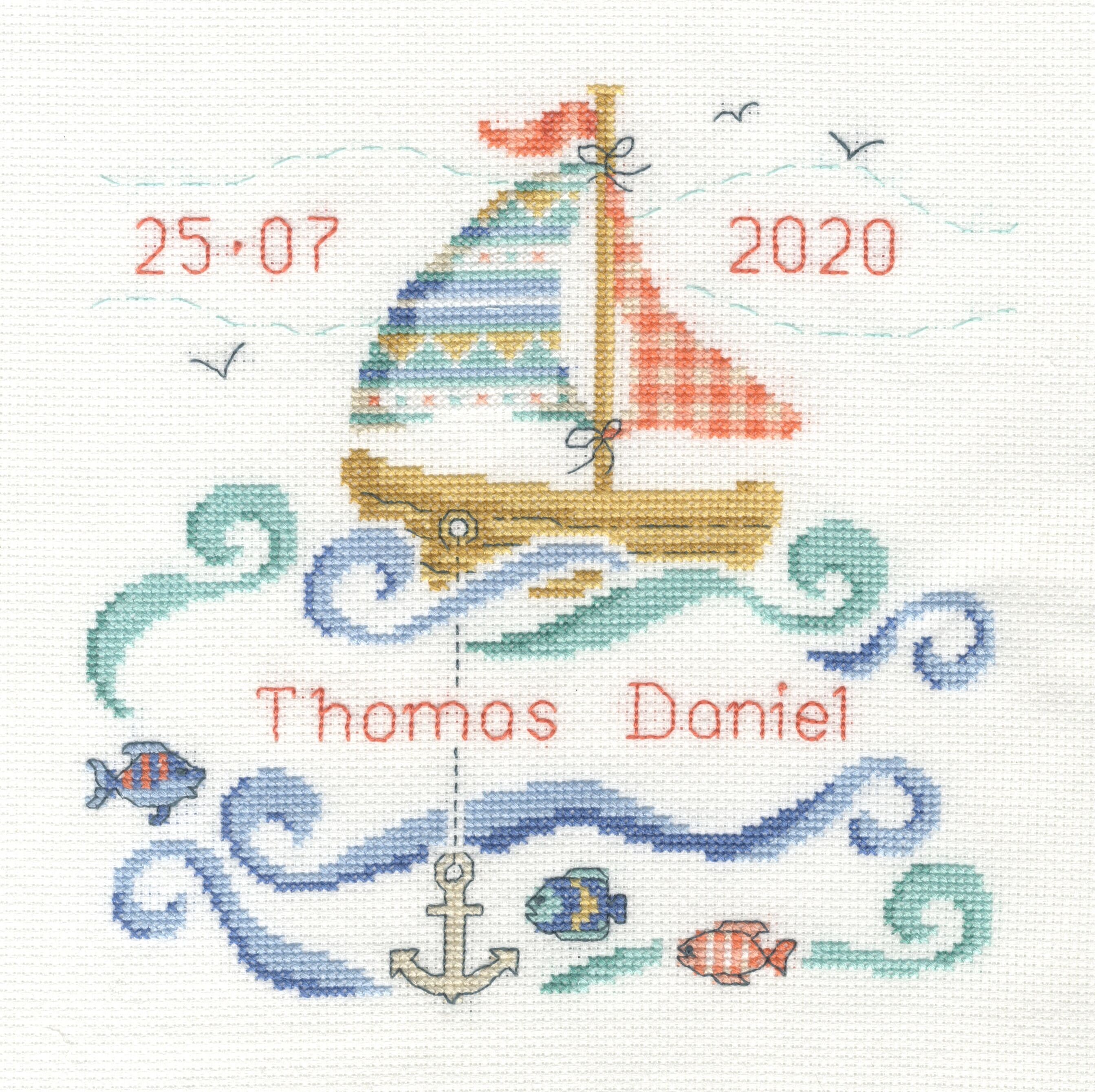 Broderie Point De Croix Dmc Counted Cross Stitch Kit Bebe Sampler Voile Bateau Bebe Broderie A La Main Kits