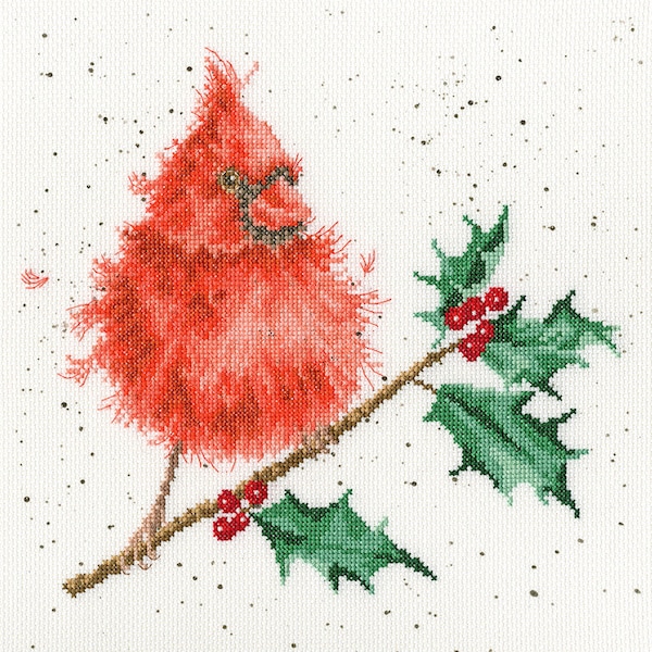 Festive Feathers Counted cross stitch Kit by Bothy Threads,  christmas bird , Hannah Dale design , cute kit