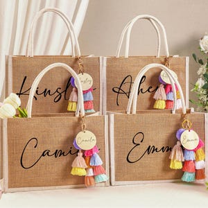 Personalized Bridesmaid Gift Tote Bag, Custom Bridesmaid Beach Bag, Bridesmaid Burlap Tote Bag, Custom Bridesmaid Bag,Bachelorette Party Bag