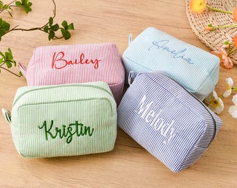 Personalized Makeup Bag, Embroidered Cosmetic Bag, Bridesmaid Gift, Custom Bridesmaid Makeup Bag, Travel Makeup Bag, Monogrammed Makeup Bag