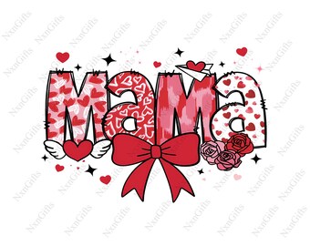 Mother&#39;s Day PNG, Bow Coquette Mama PNG, Floral Mama PNG, Cute Mama Png, Mom Png, Gift for Mama, Mama T-Shirt Sublimation Design Download