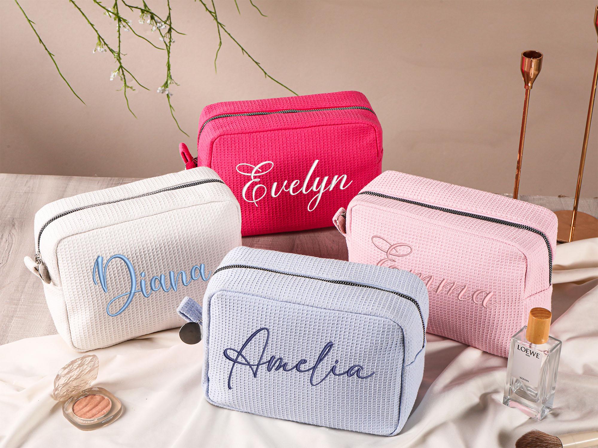 Embroidered Makeup Bag, Personalized Cosmetic Bag, Bridesmaid Makeup Bag, Monogrammed Makeup Bag, Monogrammed Toiletry Bag, Bridesmaid Gifts