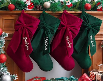 2025 Embroidered Christmas Stockings, Personalized Christmas Stockings with Name, Family Stockings, Velvet Stockings, Holiday Stockings Gift