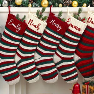 2025 Personalized Embroidered Christmas Stocking, Custom Family Christmas Stockings, Knitted Stockings With Name, Holiday Stockings Gifts