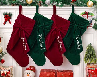 Personalized Christmas Stocking, 2026 Embroidered Christmas Stocking, Velvet Family Christmas Stocking With Name, Holiday Stockings Decor