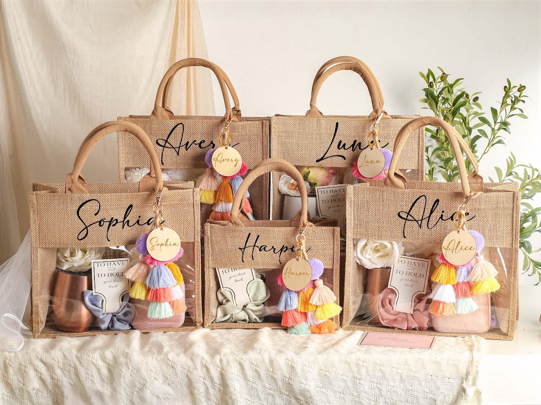 Personalized Burlap Bag, Custom Bridesmaid Gift Bag, Beach Tote Bag ...
