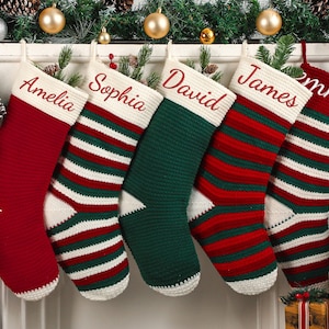 2026 Personalized Embroidered Christmas Stocking, Custom Family Christmas Stockings, Knitted Stockings With Name, Holiday Stockings Gifts