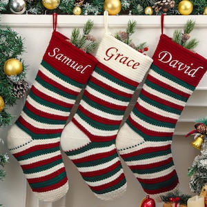 2025 Personalized Embroidered Christmas Stocking, Custom Family Christmas Stockings, Knitted Stockings With Name, Holiday Stockings Gifts