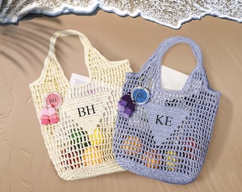 Personalized Beach Tote Bag, Custom Raffia Beach Straw Bag, Bridesmaid Beach Tote Bag, Girls Travel Tote Bag, Bachelorette Party Gift Bag