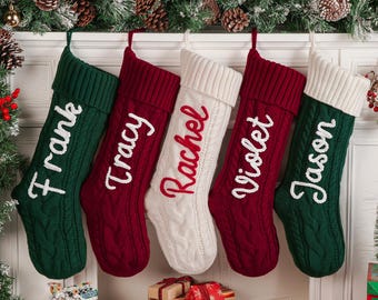 Personalized Christmas Stockings, 2026 Knitted Christmas Stockings with Name, Christmas Family Stockings, Holiday Stockings, Holiday Decor