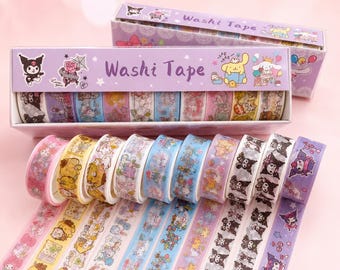 10 Rolls Kawaii Washi Tape Set, Cute Pastel Decorative Tape for Journaling, Scrapbooking, Planners, Cards and DIY Crafts