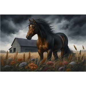 Moody Brown Horse Art Print: Vintage Equestrian Wall Decor