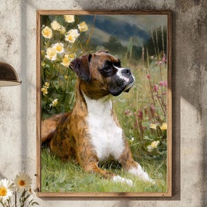 Boxer Wall Art Print | Canine Companions Collection | Impasto Dog Portrait | Rustic Pet Lover Gift