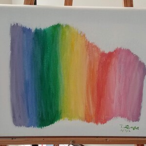 Waves of Color 11x14 original acrylic painting stretched canvas  rainbow colors