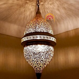 Large Moroccan Lamp Hanging, Pendant Light Brass, Moroccan Lampshades, Ceiling Light Fixture | Bohemian Home Lighting, Unique Morocco Lamp