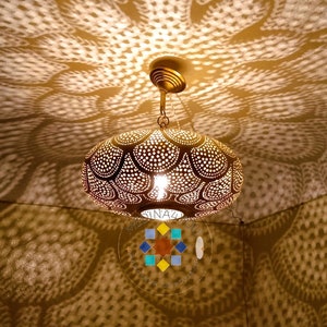 Moroccan Brass Pendant Light: Handmade Lampshade Lighting