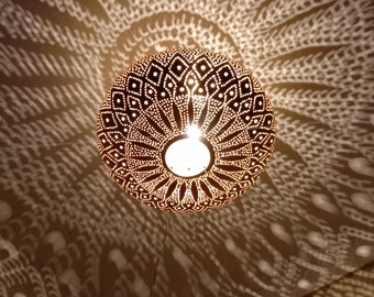 Moroccan Brass Pendant Light: Handmade Hanging Ceiling Lamp