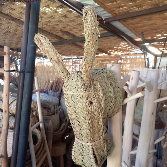 Handwoven Palm Leaf Donkey Head Wall Art Bohemian Nursery Decor Animal Heads